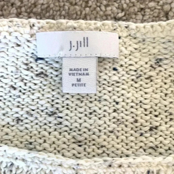 J Jill knit ivory sweater with black and gray flecks - Picture 3 of 8